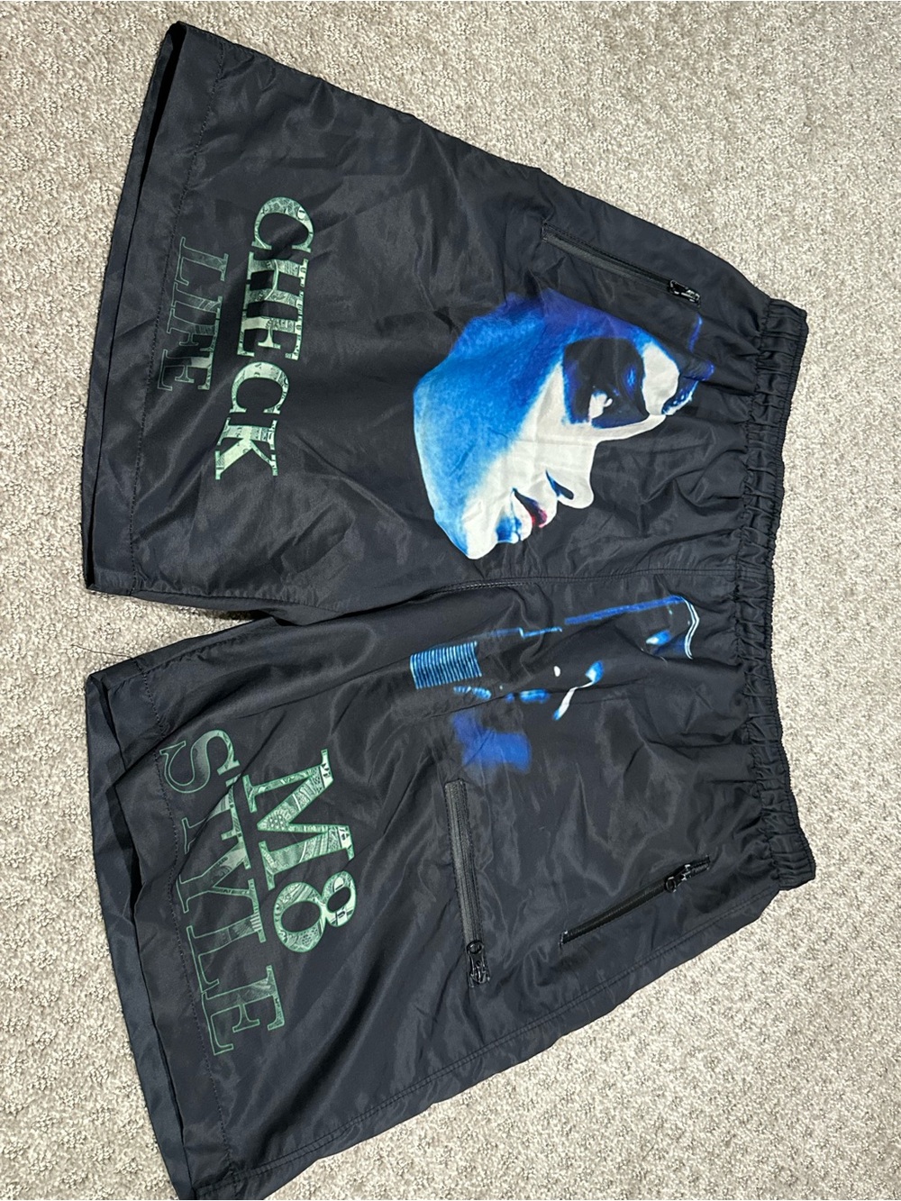 Check The M8 Style Black Graphic Men’s Swim/Board Shorts